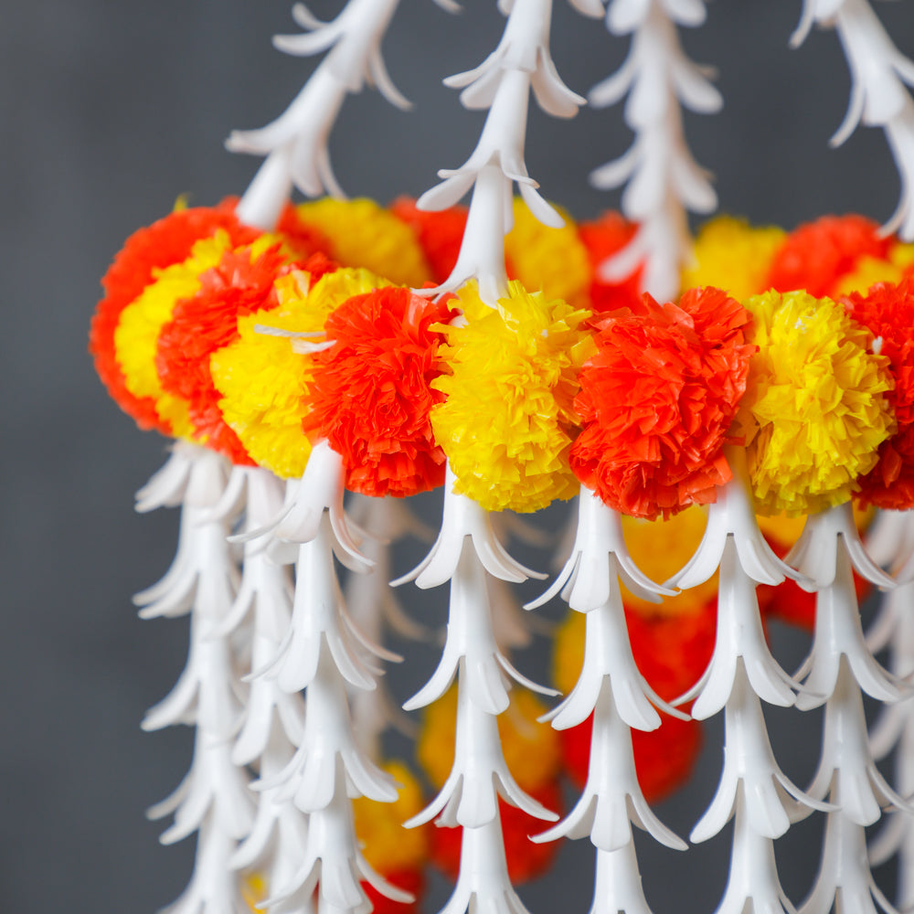 Meticulously crafted from high-quality artificial marigold flowers